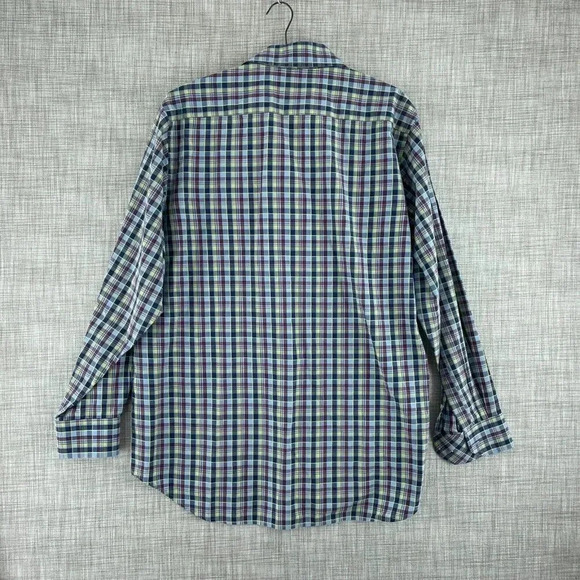 Tailorbyrd Collection Plaid Shirt Long Sleeve Button Down Mens 2XL Blue Yellow - Picture 5 of 7